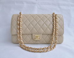 Cheap Replica Chanel Classic 2.55 Series Apricot Lambskin Golden Chain Quilted Flap Bag 1113